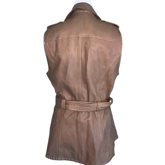 Banana Republic Genuine buttery Leather vest taupe — Sz S | Vintage | Exc. Cond - Picture 3 of 10
